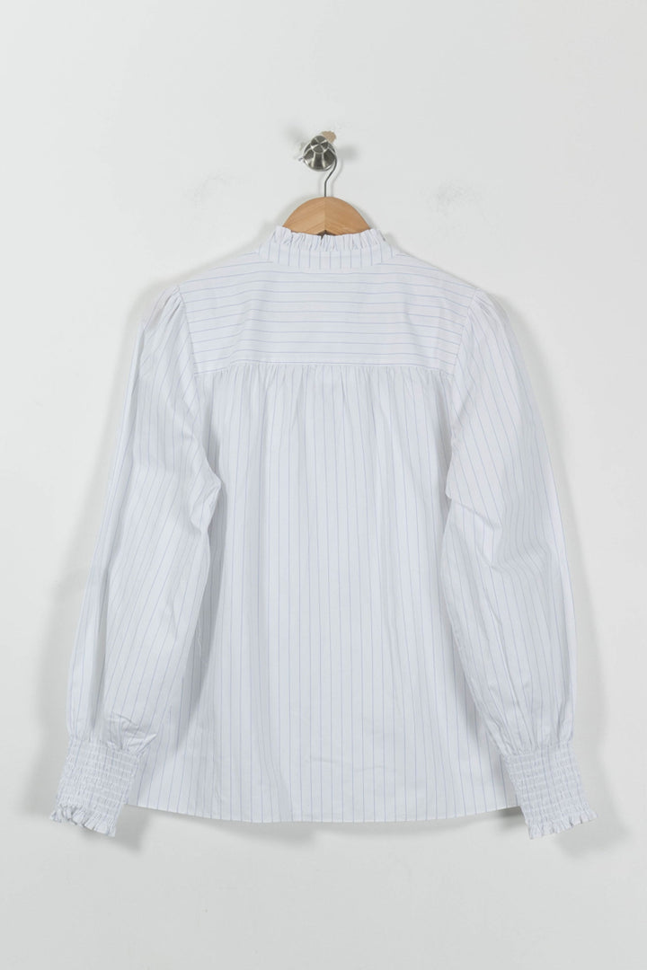 Blouse Blanche à Rayures Bleues - Taille M/38 de la marque Sud express | PARAD94994 - Vendu par Paradigme - Image 4
