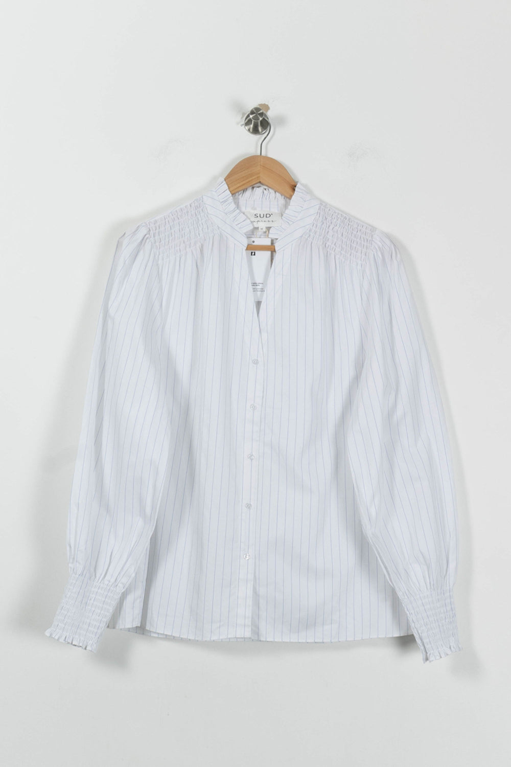 Blouse Blanche à Rayures Bleues - Taille M/38 de la marque Sud express | PARAD94994 - Vendu par Paradigme - Image 2