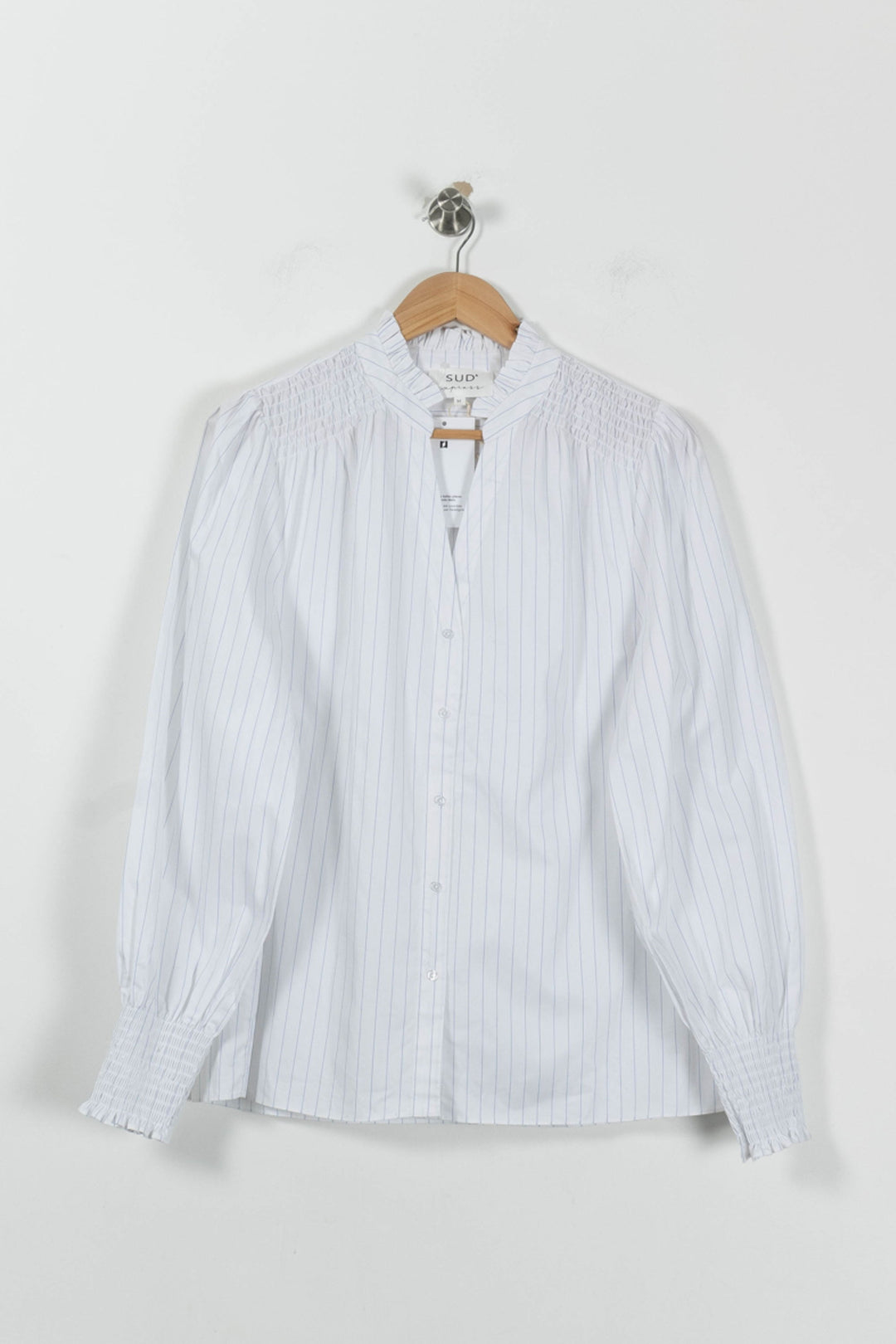 Blouse Blanche à Rayures Bleues - Taille M/38 de la marque Sud express | PARAD94994 - Vendu par Paradigme - Image 2