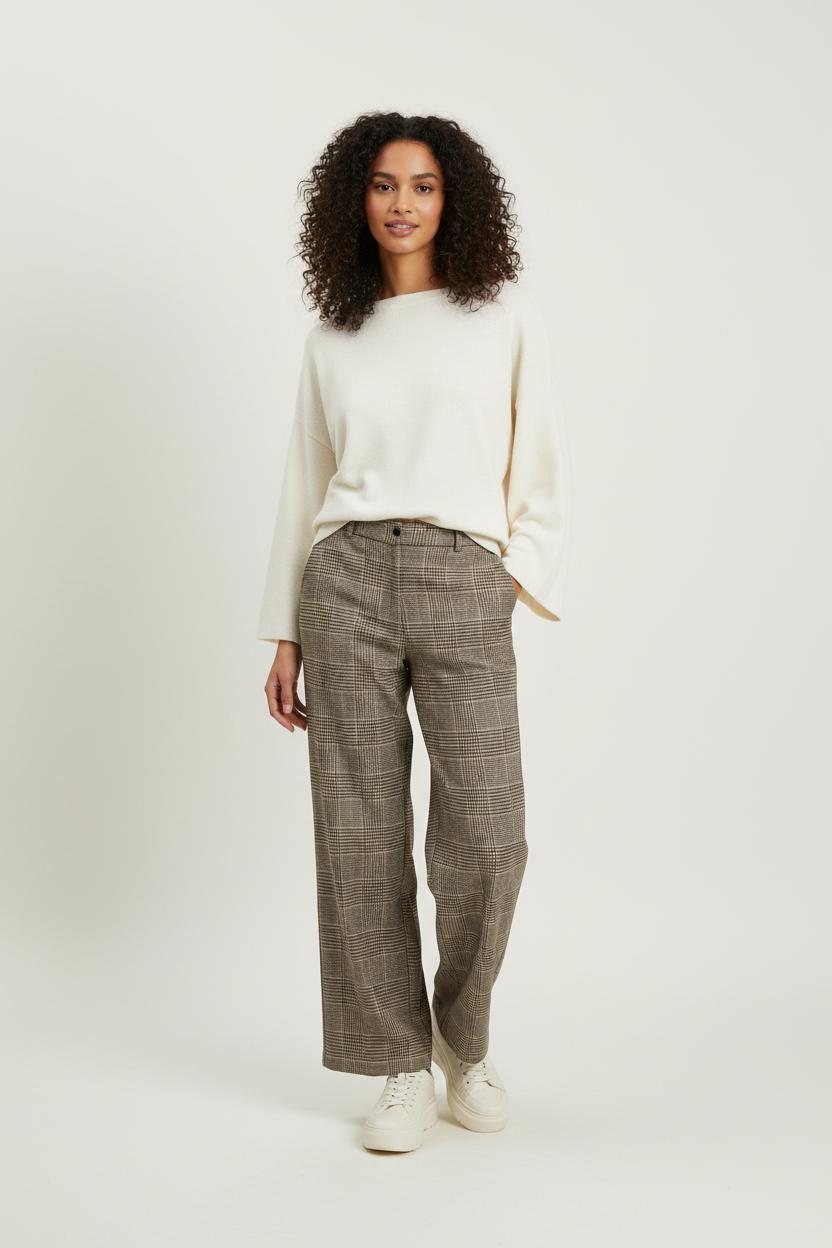 Pantalon À Carreaux Marron - Taille M/38 de la marque La Fée Maraboutée | PARAD95005 - Vendu par Paradigme - Image 1
