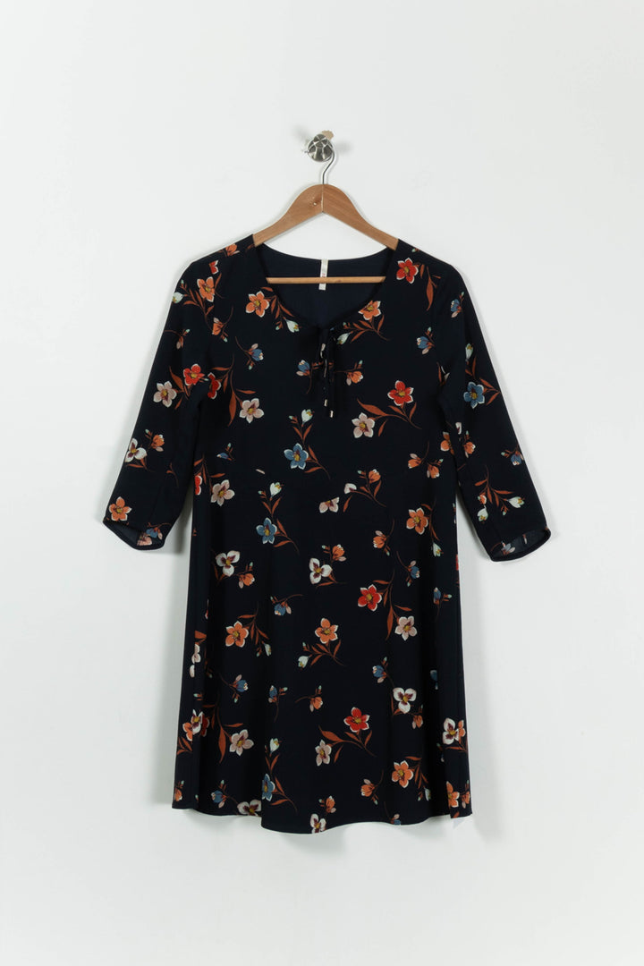 Robe Fleurie Noire - Taille M/38 de la marque I.Code | PARAD95043 - Vendu par Paradigme - Image 2