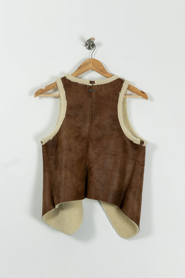 Gilet Sans Manches Marron et Beige - Taille L/40 de la marque IKKS | PARAD95046 - Vendu par Paradigme - Image 4