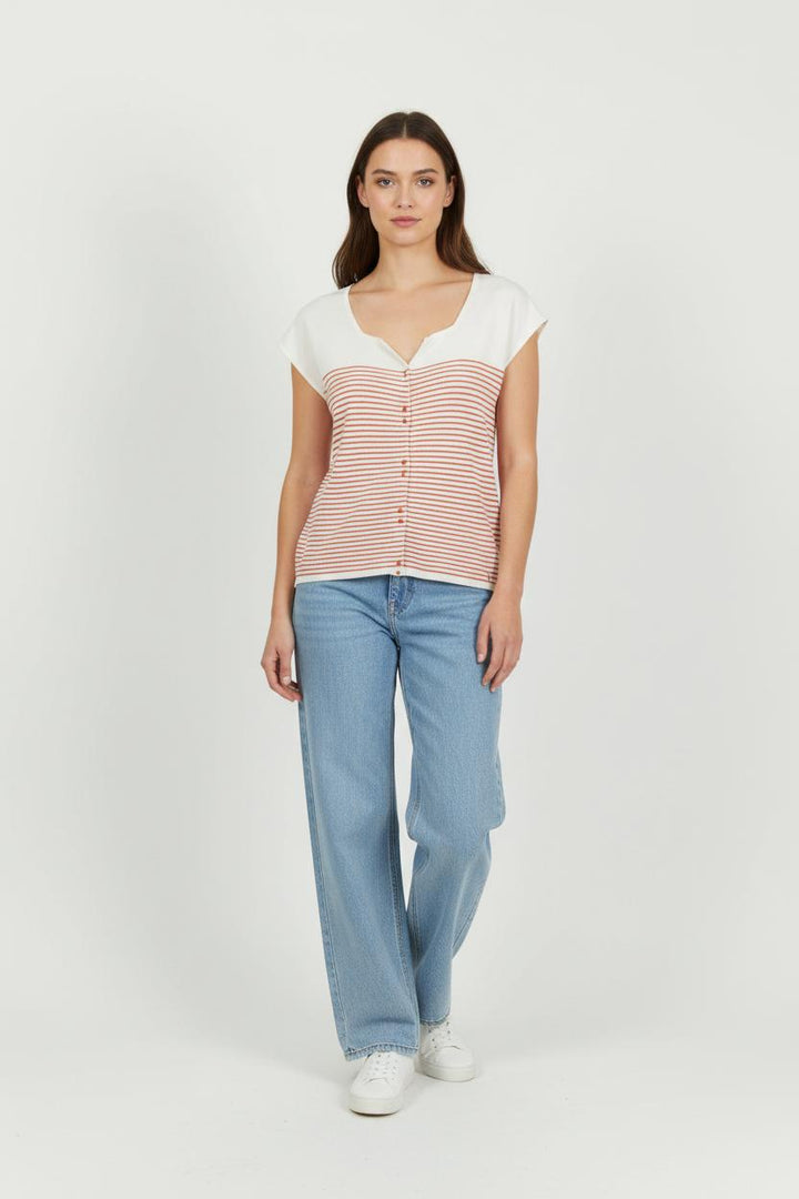Cardigan Blanc et Orange - Taille M/38 de la marque Des petits hauts | PARAD95053 - Vendu par Paradigme - Image 1