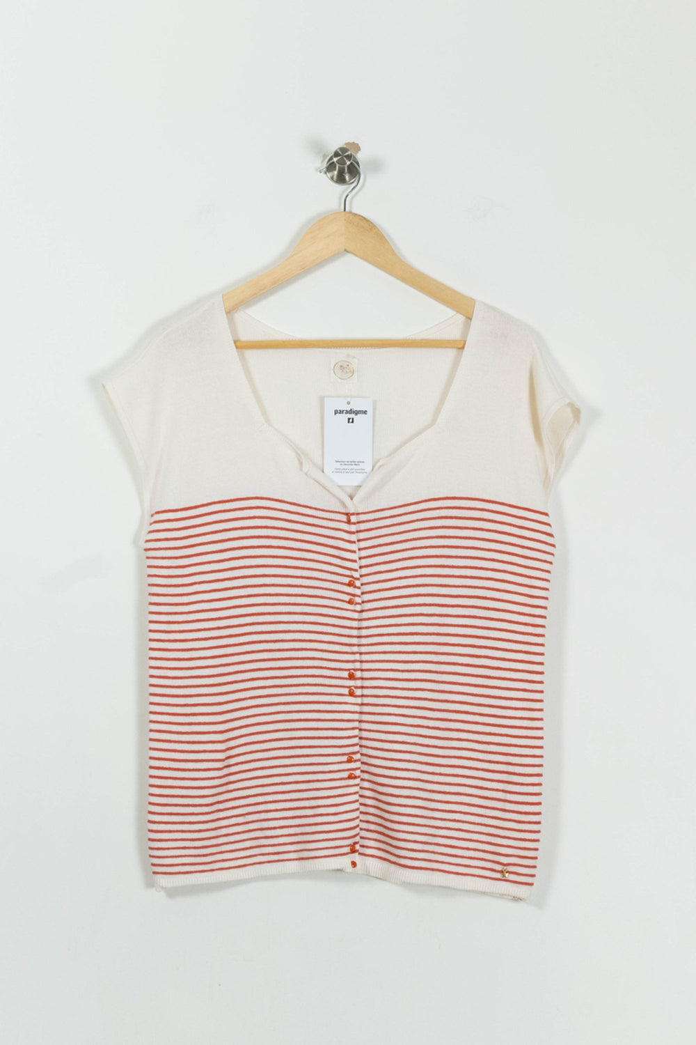 Cardigan Blanc et Orange - Taille M/38 de la marque Des petits hauts | PARAD95053 - Vendu par Paradigme - Image 2