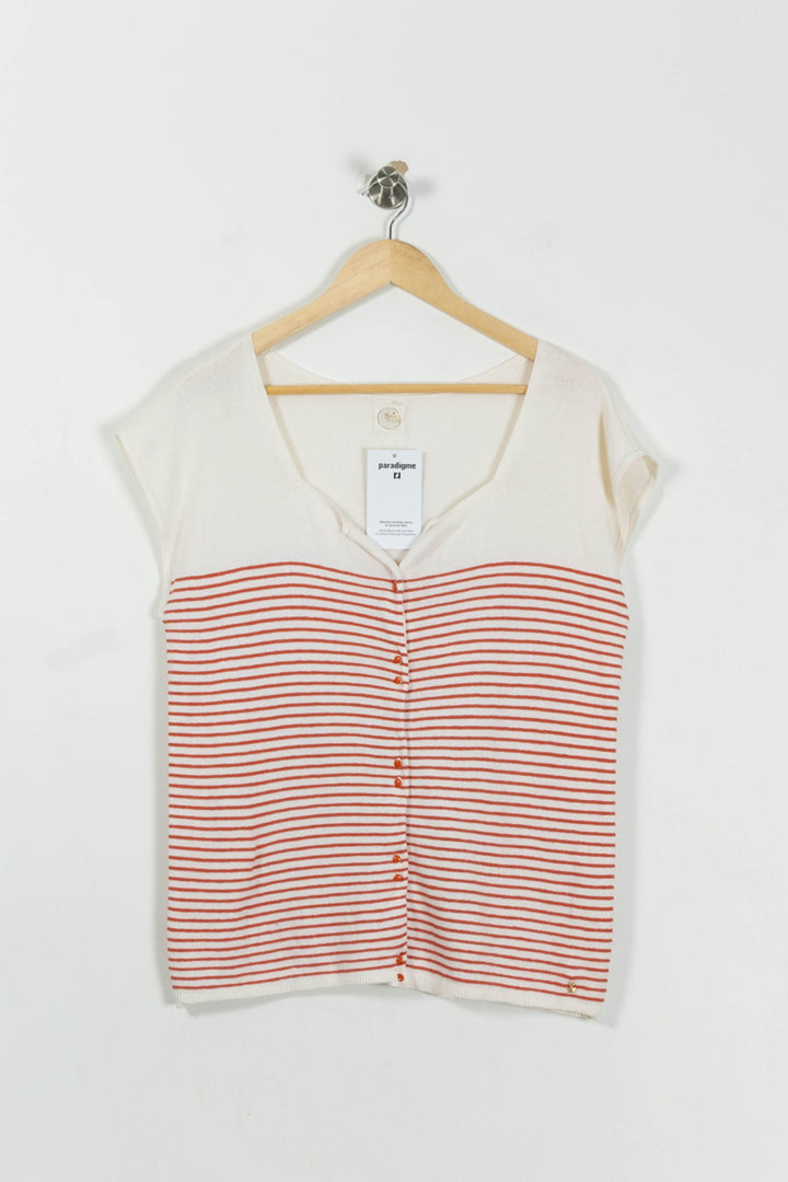 Cardigan Blanc et Orange - Taille M/38 de la marque Des petits hauts | PARAD95053 - Vendu par Paradigme - Image 2