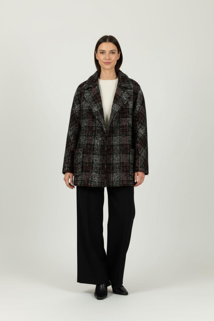 Manteau Gris et Rouge - Taille XL/42 de la marque Caroll | PARAD95072 - Vendu par Paradigme - Image 1
