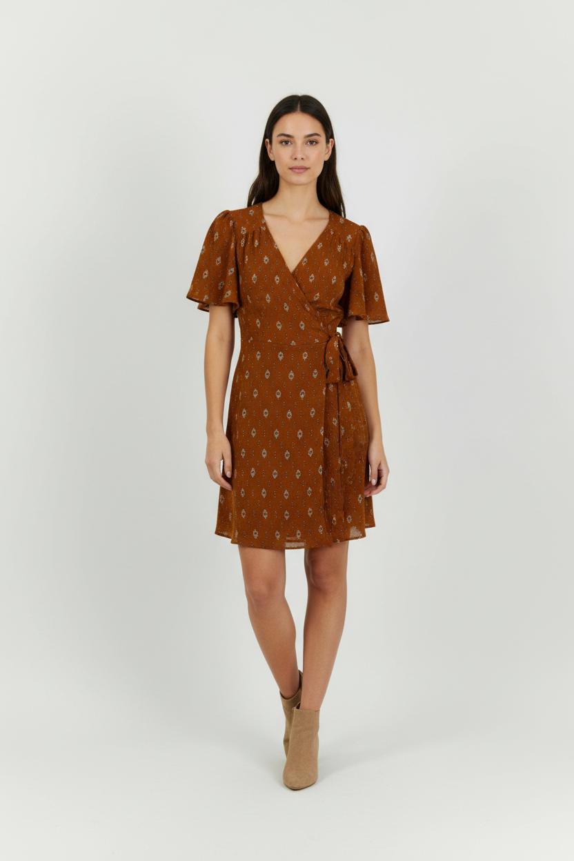 Robe Portefeuille Marron - Taille M/38 de la marque Sessùn | PARAD95097 - Vendu par Paradigme - Image 1