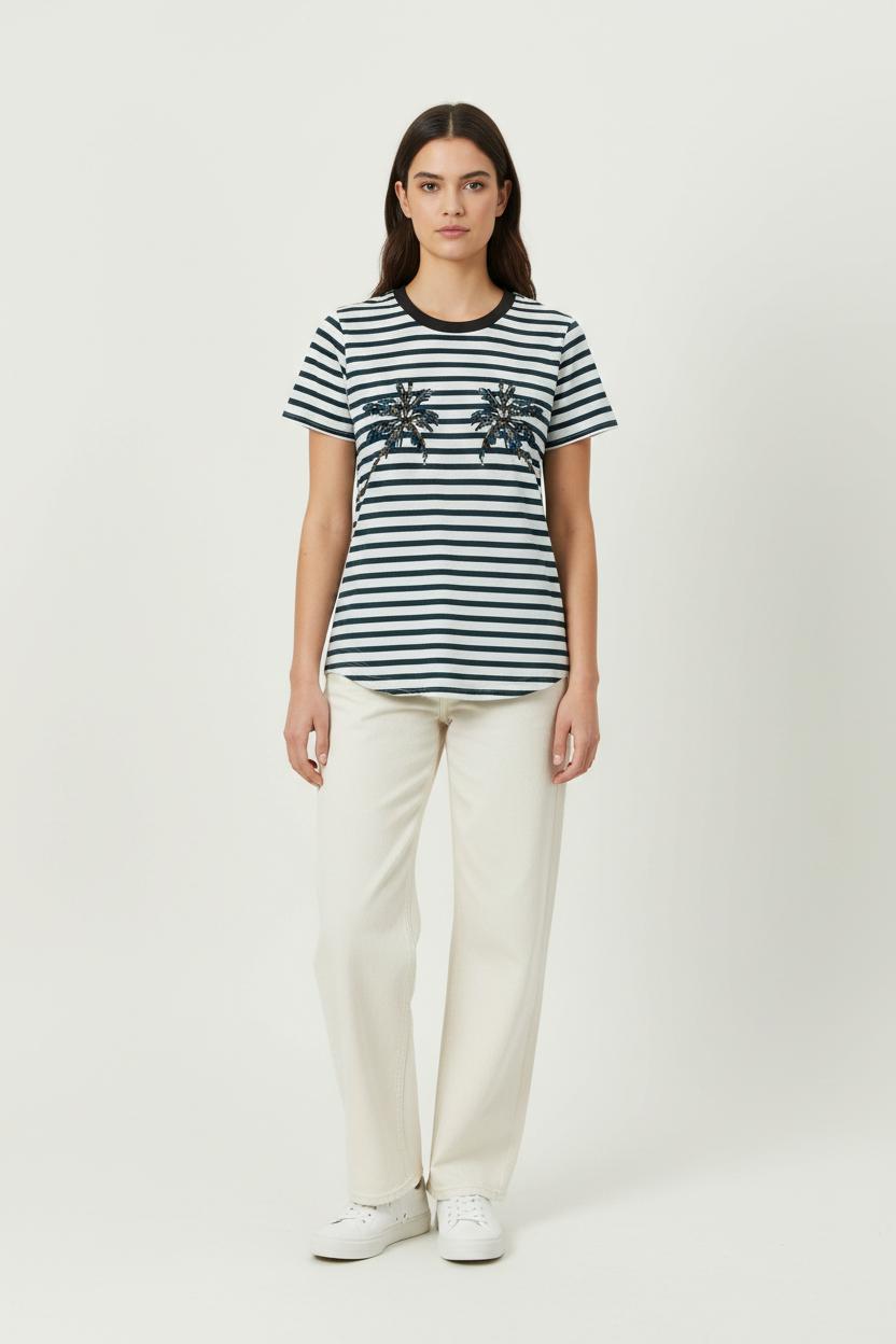 Tee-shirt Rayé Noir et Blanc - Taille XS/34 de la marque Léon & Harper | PARAD95156 - Vendu par Paradigme - Image 1