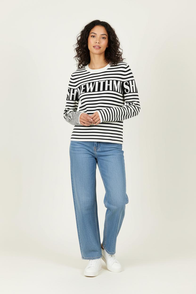 Pull Rayé Noir et Blanc - Taille S/36 de la marque Maje | PARAD95164 - Vendu par Paradigme - Image 1