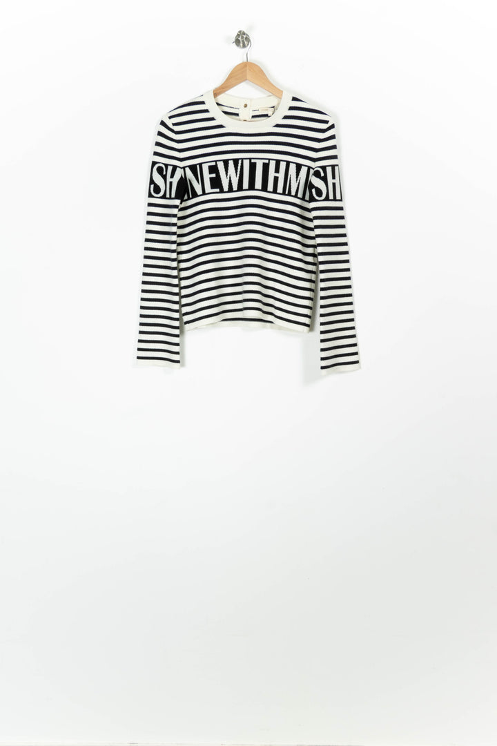 Pull Rayé Noir et Blanc - Taille S/36 de la marque Maje | PARAD95164 - Vendu par Paradigme - Image 2