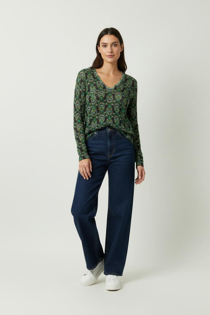 Pull Vert et Noir - Taille S/36 de la marque IKKS | PARAD95223 - Vendu par Paradigme - Image 1