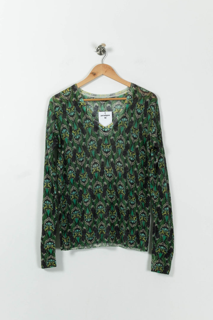 Pull Vert et Noir - Taille S/36 de la marque IKKS | PARAD95223 - Vendu par Paradigme - Image 2