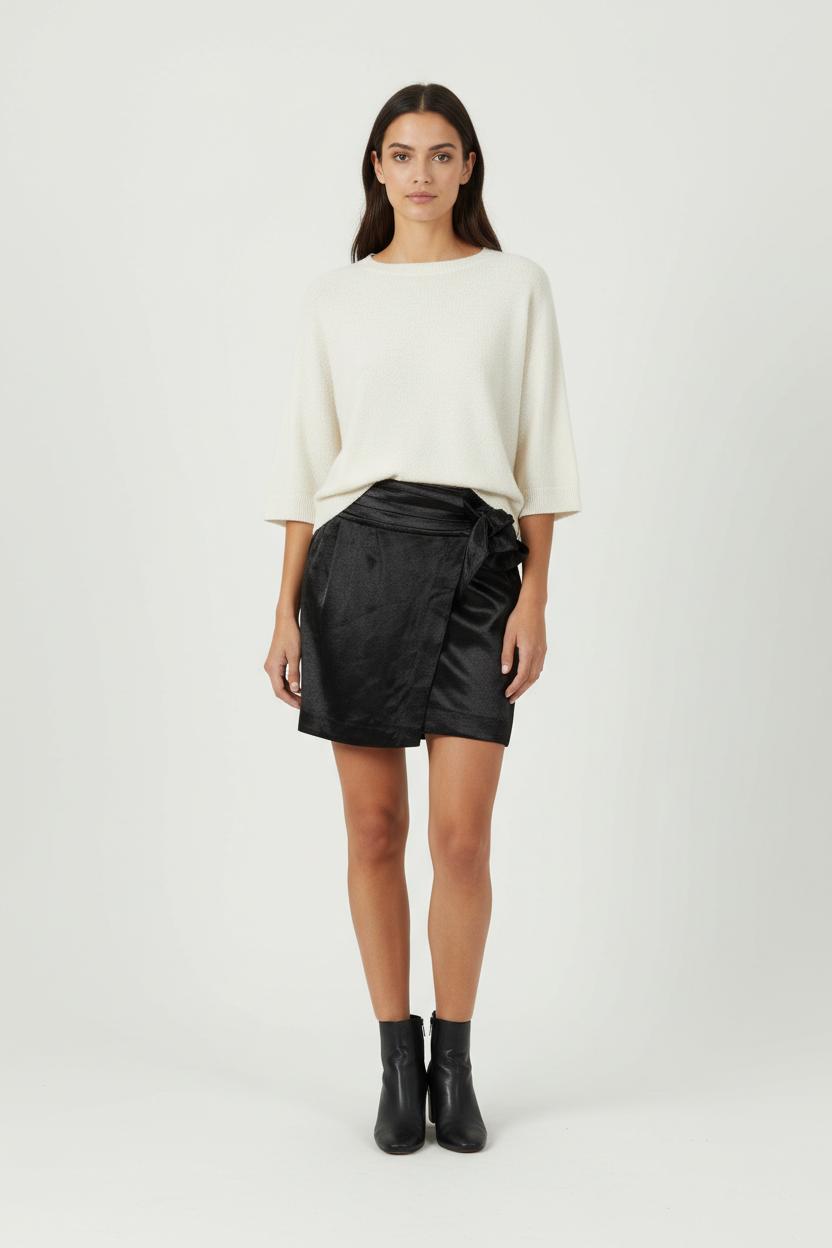 Jupe Portefeuille Noire - Taille S/36 de la marque ba&sh | PARAD95226 - Vendu par Paradigme - Image 1