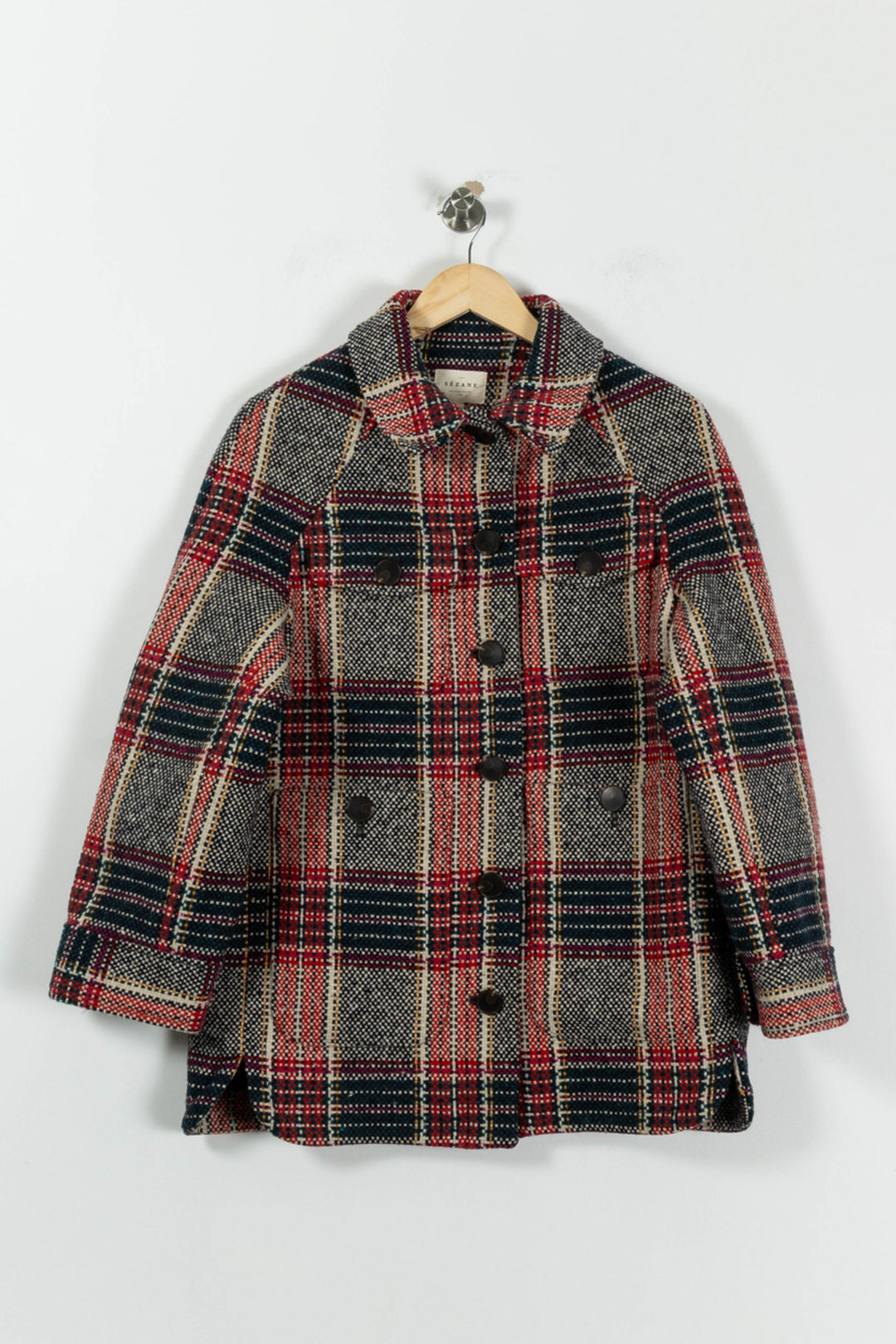 Manteau à Carreaux Rouge et Bleu - Taille XS/34 de la marque Sézane | PARAD95235 - Vendu par Paradigme - Image 2