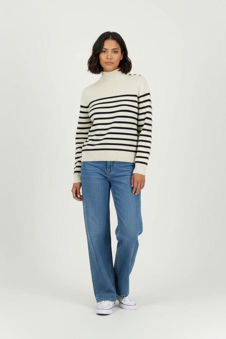 Pull Rayé Écru et Bleu Marine - Taille S/36 de la marque Maje | PARAD95301 - Vendu par Paradigme - Image 1