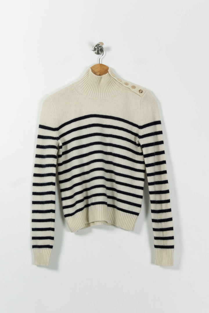 Pull Rayé Écru et Bleu Marine - Taille S/36 de la marque Maje | PARAD95301 - Vendu par Paradigme - Image 2
