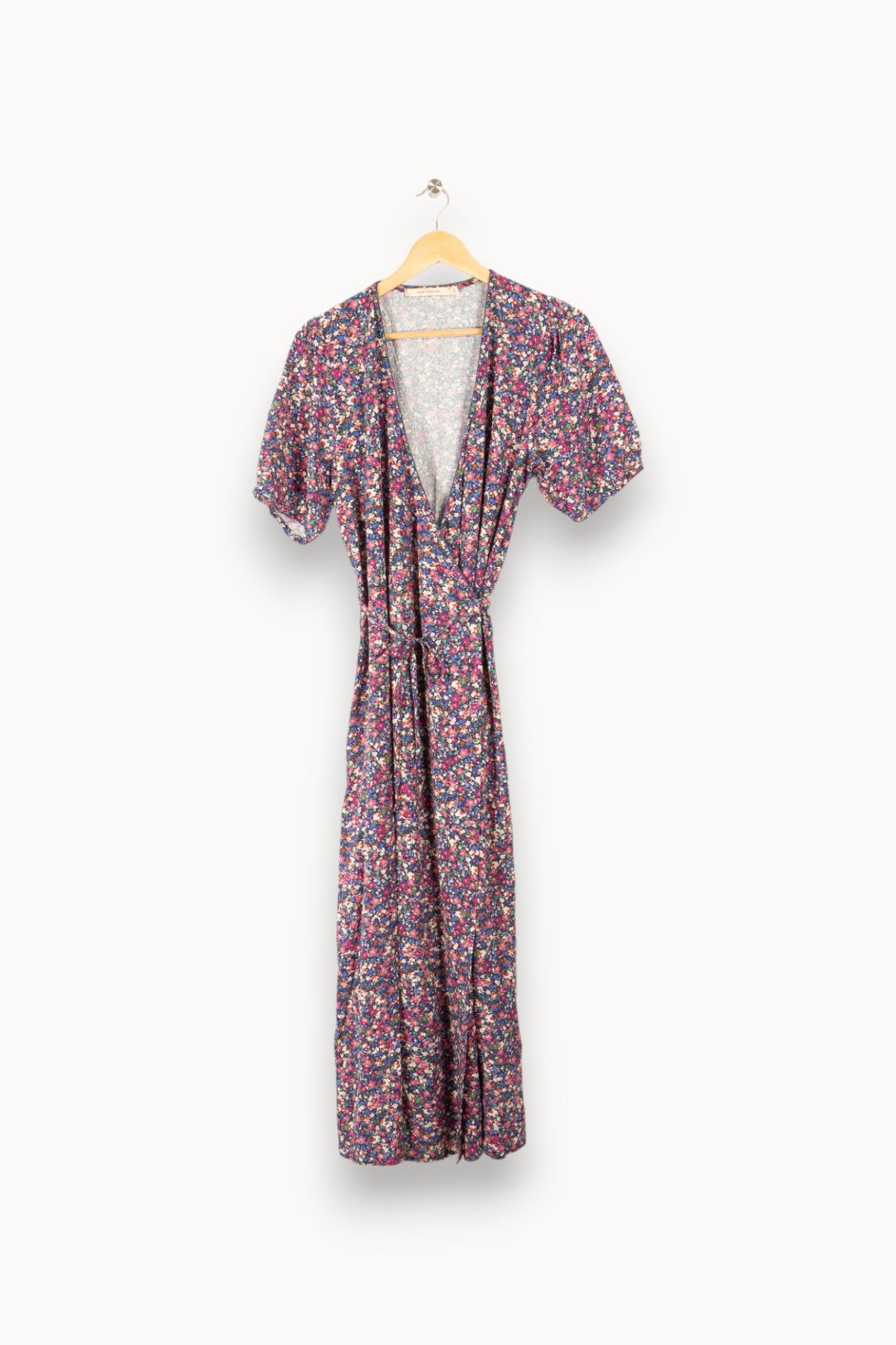Robe multicolore à motifs de fleurs violettes, bleues et roses - Taille L / 40