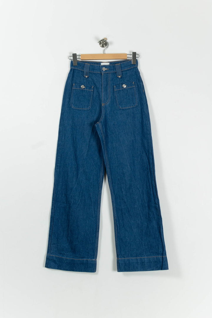 Pantalon Large Bleu - Taille XS/34 de la marque Claudie Pierlot | PARAD95322 - Vendu par Paradigme - Image 2