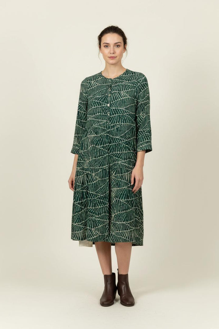 Robe Midi Verte et Beige - Taille S/36 de la marque Stella Forest | PARAD95367 - Vendu par Paradigme - Image 1