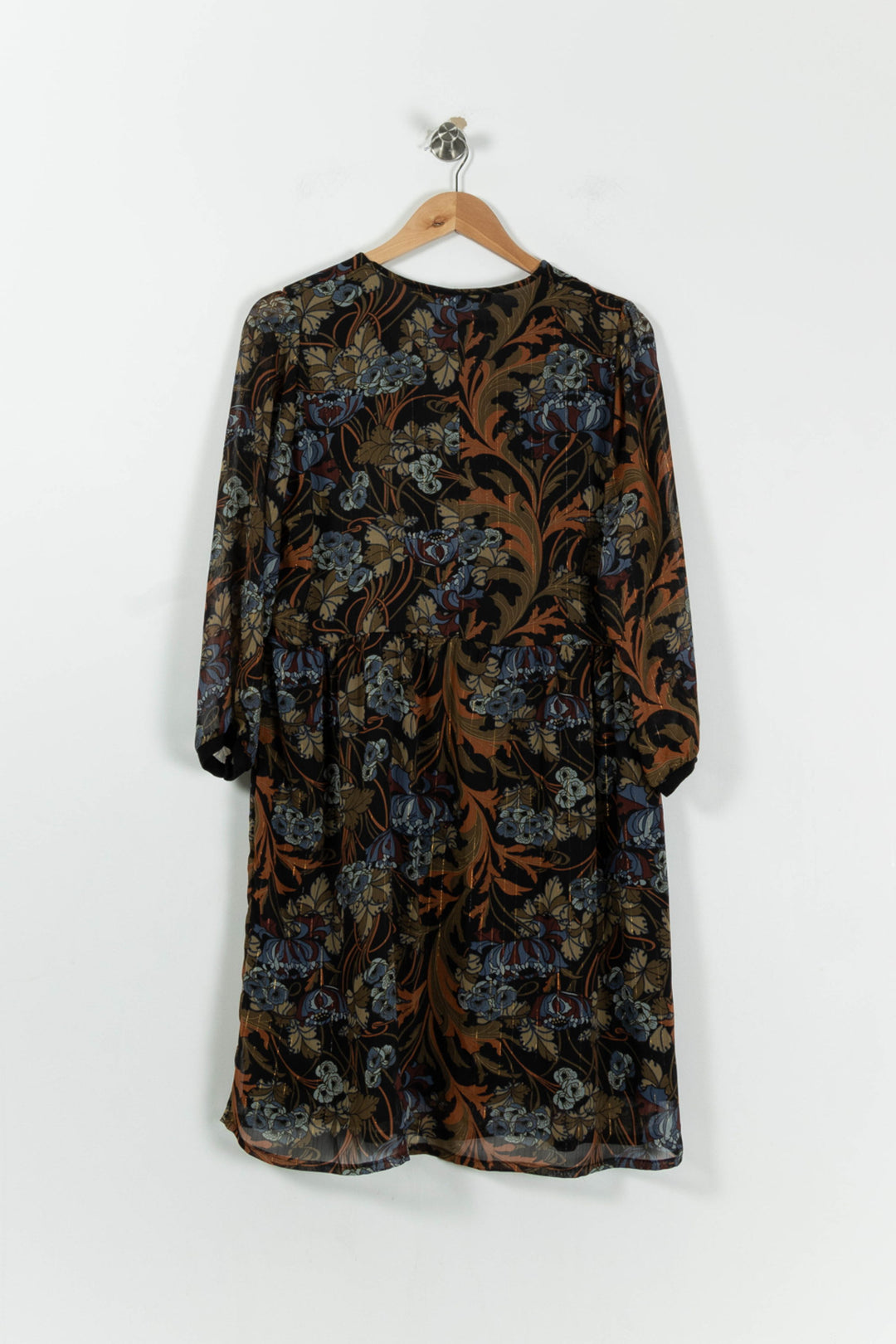 Robe Fleurie Marron et Bleu - Taille XL/42 de la marque La Fée Maraboutée | PARAD95397 - Vendu par Paradigme - Image 4