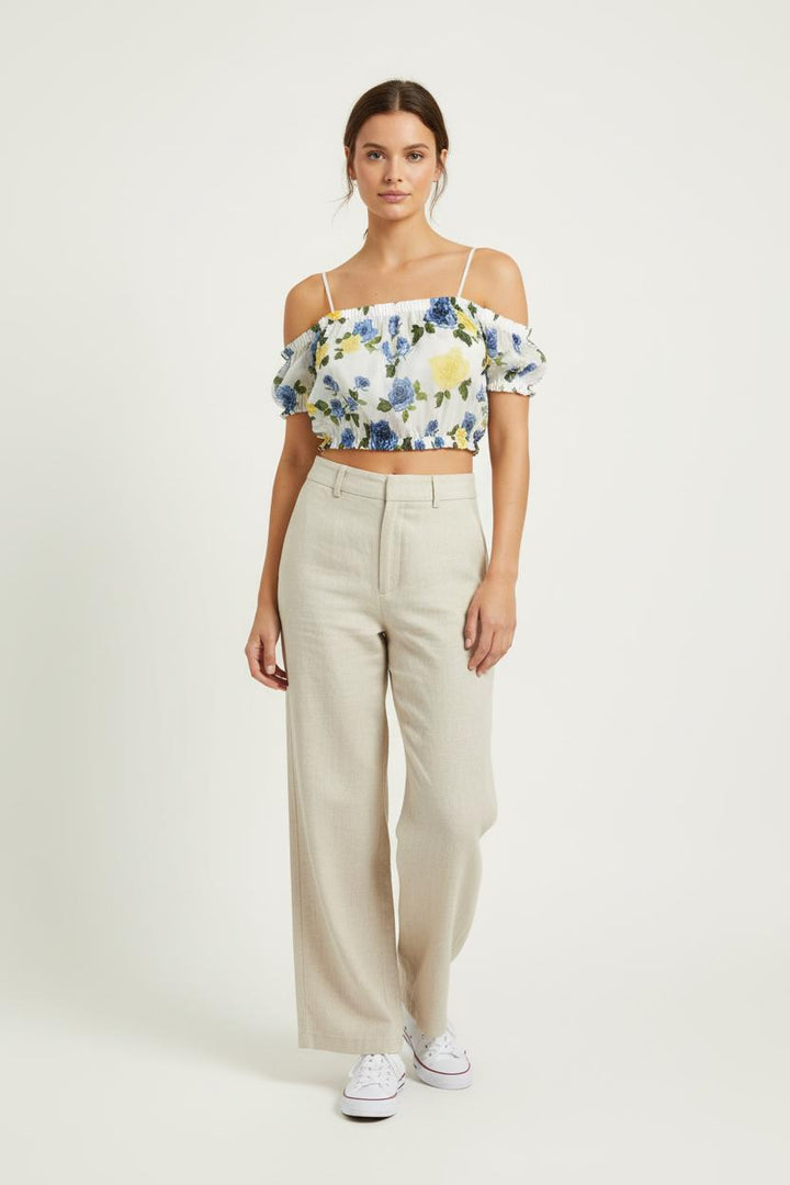 Top Blanc à Fleurs Bleues et Jaunes - Taille S/36 de la marque The Kooples - Sport | PARAD95406 - Vendu par Paradigme - Image 1