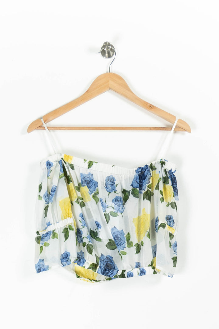 Top Blanc à Fleurs Bleues et Jaunes - Taille S/36 de la marque The Kooples - Sport | PARAD95406 - Vendu par Paradigme - Image 2