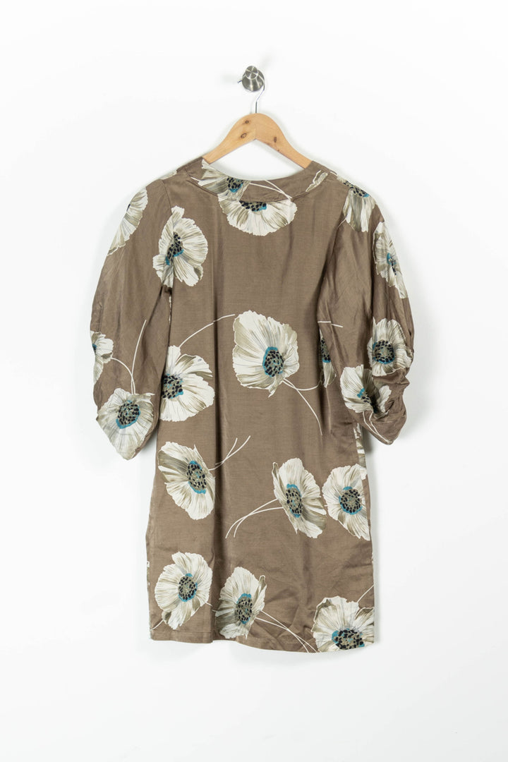 Robe Fleurie Marron et Blanche - Taille S/36 de la marque Paul & Joe Sister | PARAD95410 - Vendu par Paradigme - Image 4