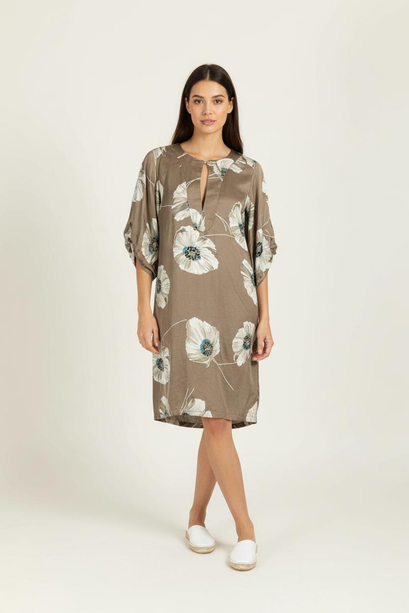 Robe Fleurie Marron et Blanche - Taille S/36 de la marque Paul & Joe Sister | PARAD95410 - Vendu par Paradigme - Image 1