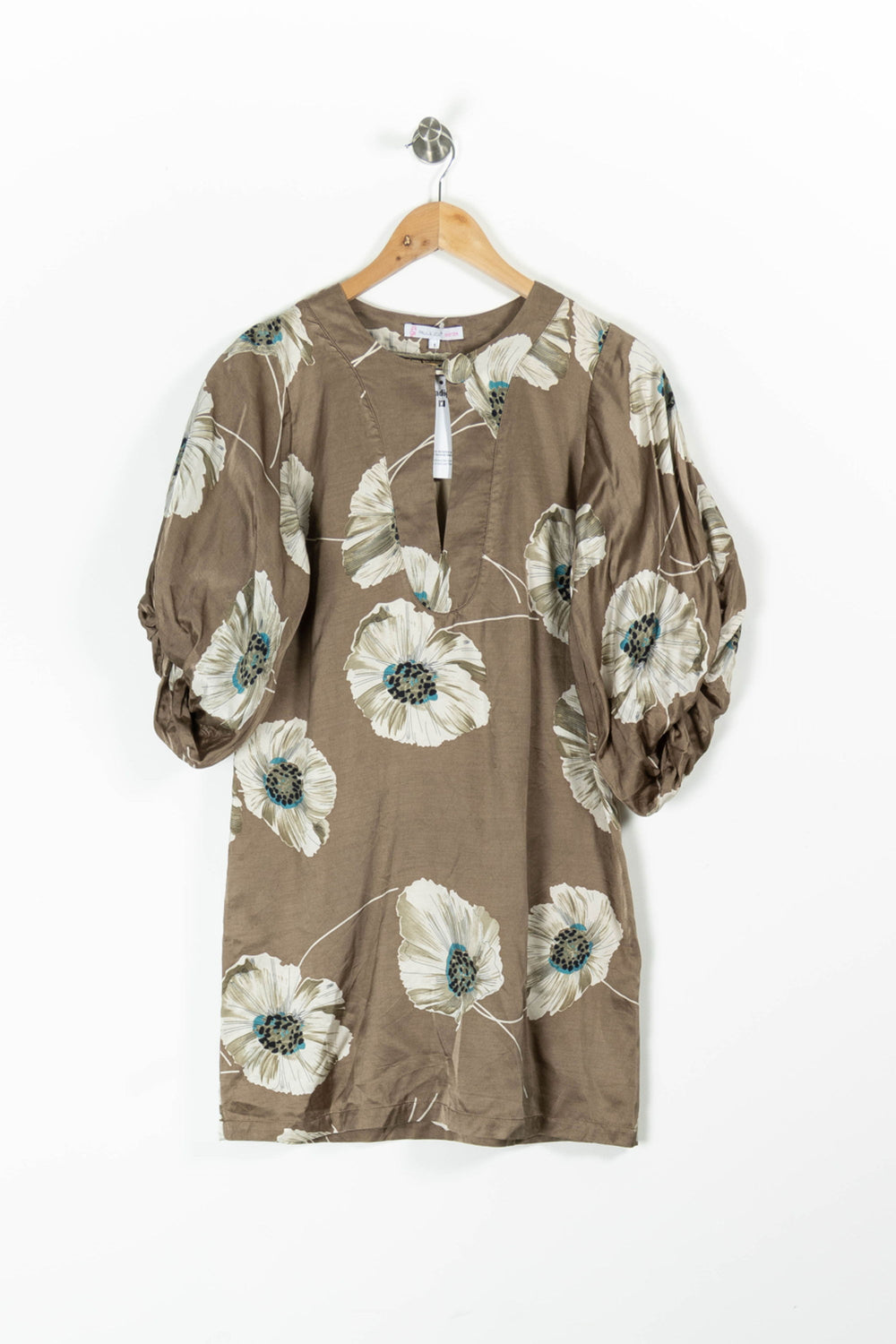 Robe Fleurie Marron et Blanche - Taille S/36 de la marque Paul & Joe Sister | PARAD95410 - Vendu par Paradigme - Image 2