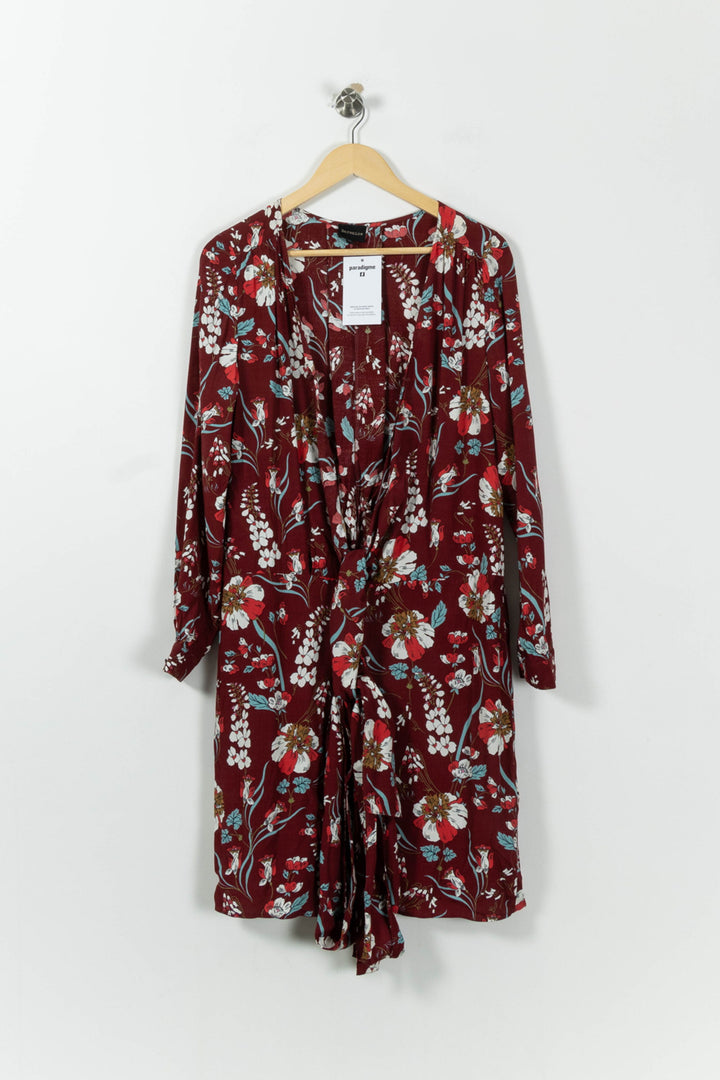 Robe Fleurie Bordeaux - Taille S/36 de la marque Bérénice | PARAD95412 - Vendu par Paradigme - Image 2