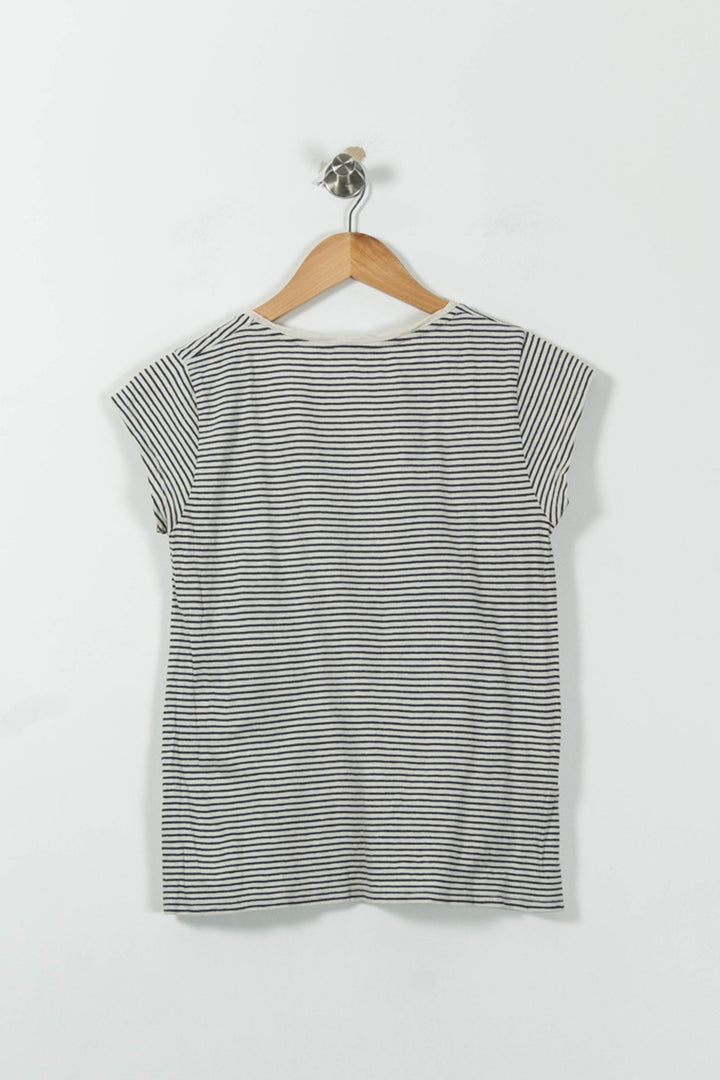 Tee-shirt Rayé Blanc et Noir - Taille S/36 de la marque American Vintage | PARAD95439 - Vendu par Paradigme - Image 4