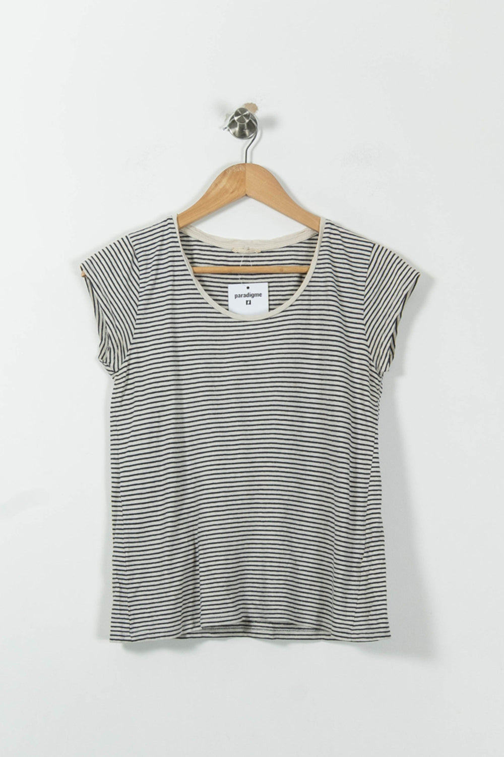 Tee-shirt Rayé Blanc et Noir - Taille S/36 de la marque American Vintage | PARAD95439 - Vendu par Paradigme - Image 2