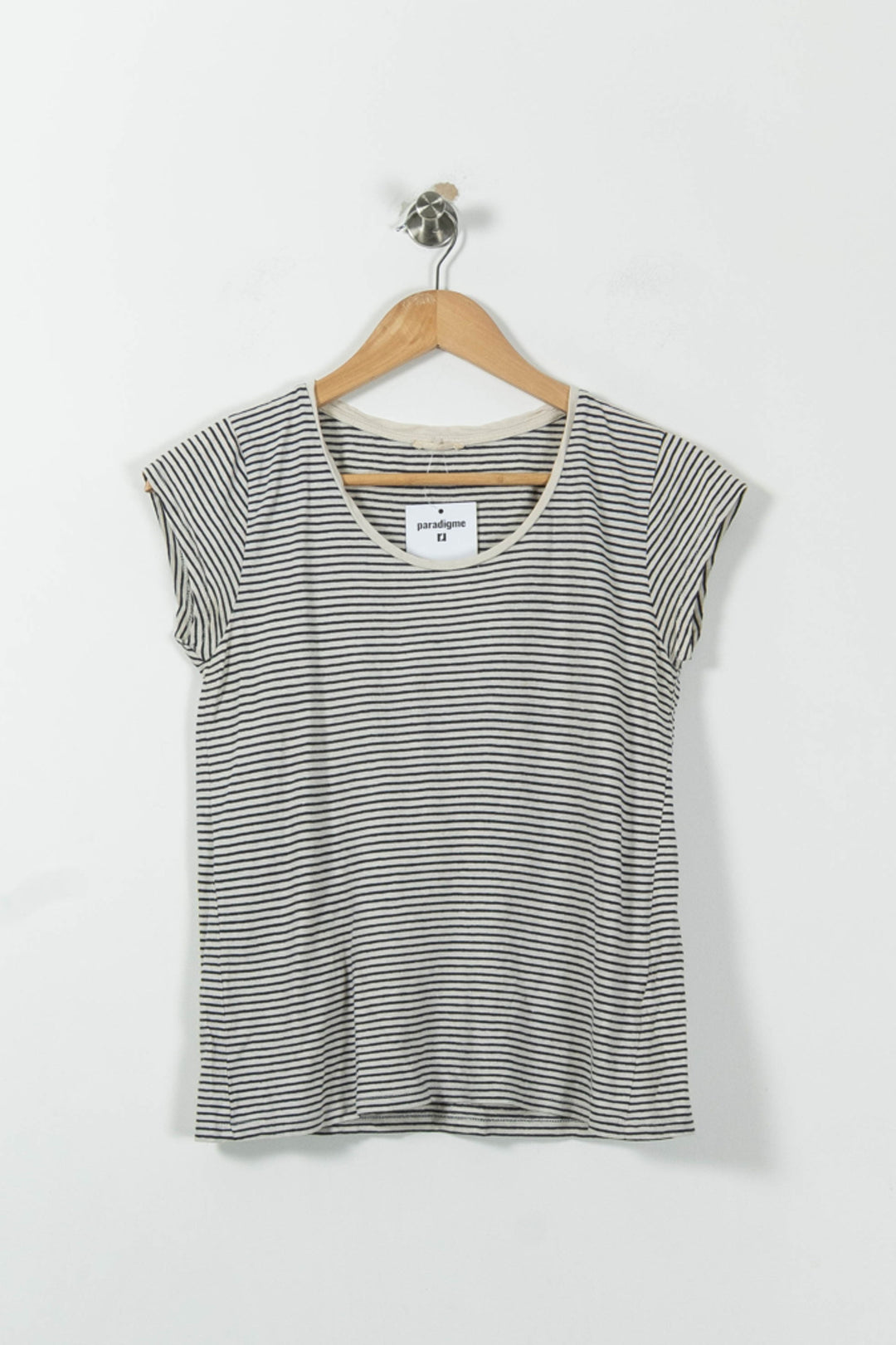 Tee-shirt Rayé Blanc et Noir - Taille S/36 de la marque American Vintage | PARAD95439 - Vendu par Paradigme - Image 2