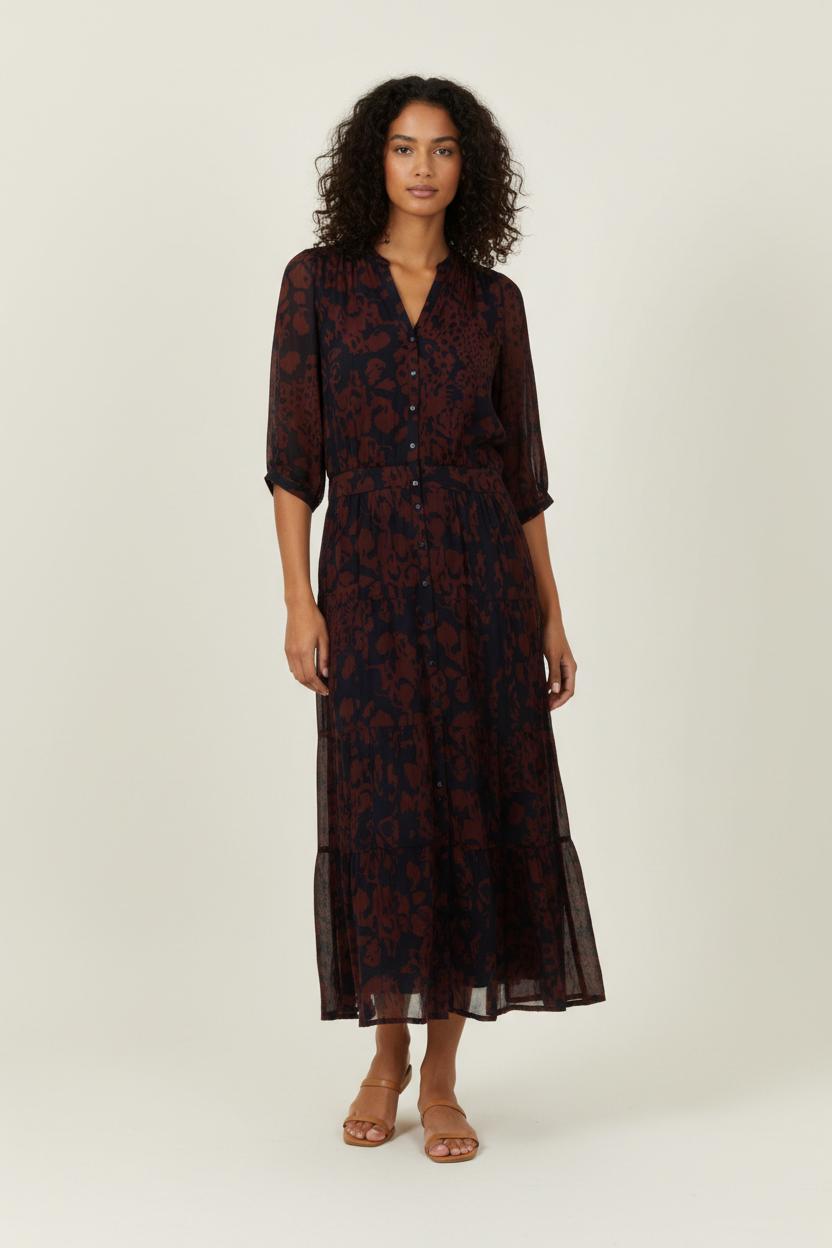 Robe Longue Bordeaux et Noire - Taille S/36 de la marque ba&sh | PARAD95451 - Vendu par Paradigme - Image 1