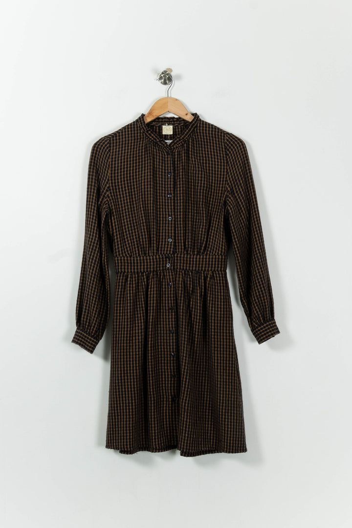 Robe Chemise Marron et Bleu - Taille S/36 de la marque Des petits hauts | PARAD95455 - Vendu par Paradigme - Image 2