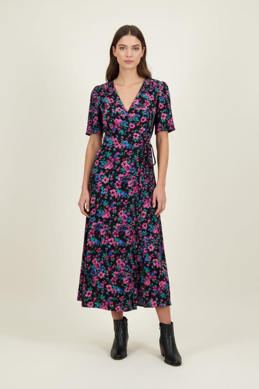 Robe Longue Noire et Fleurie - Taille L/40 de la marque Petite Mendigote | PARAD95459 - Vendu par Paradigme - Image 1
