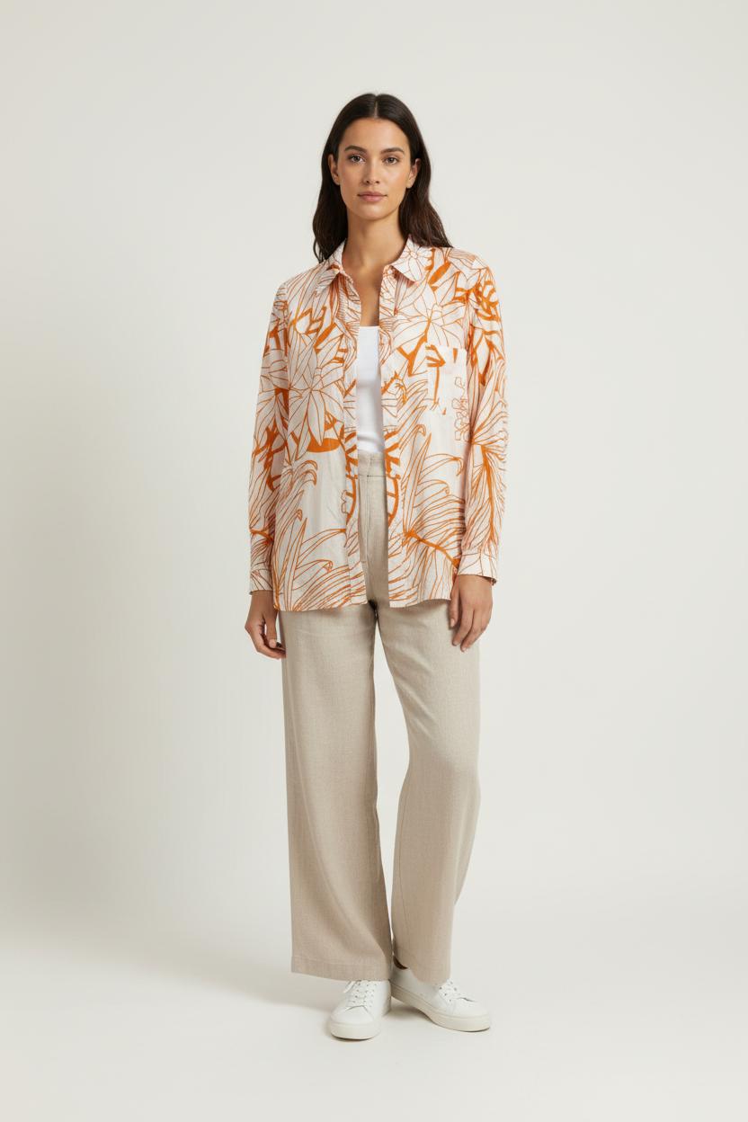 Chemise Blanche et Orange - Taille M/38 de la marque La Française | PARAD95490 - Vendu par Paradigme - Image 1