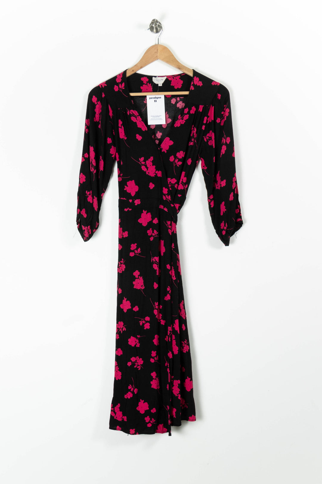 Robe Portefeuille Noire et Rose - Taille S/36 de la marque Grace & Mila | PARAD95500 - Vendu par Paradigme - Image 2