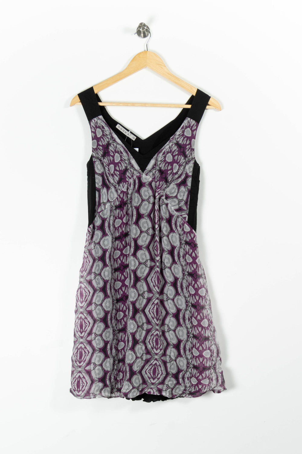 Robe Sans Manches Violette et Noire - Taille XS/34 de la marque Kookai | PARAD95504 - Vendu par Paradigme - Image 2
