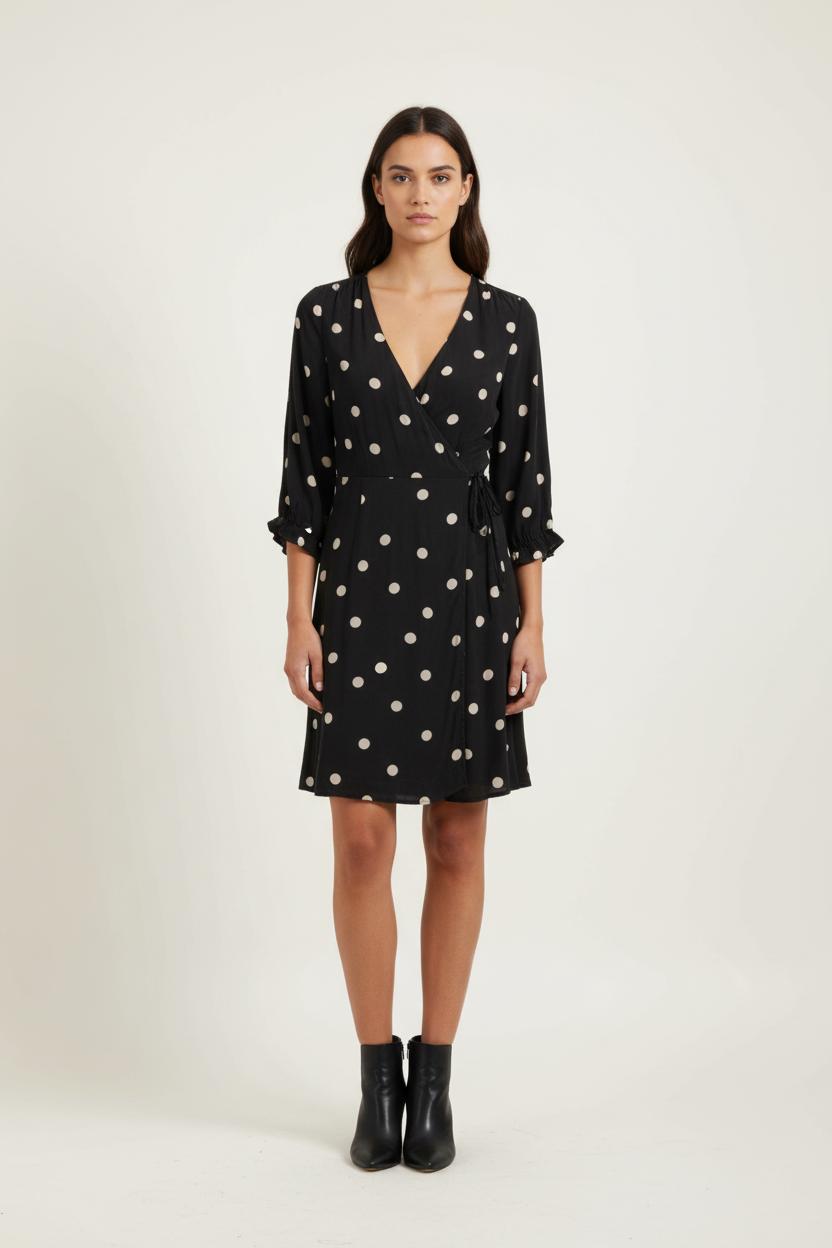 Robe Portefeuille Noire et Blanche - Taille S/36 de la marque Sézane | PARAD95513 - Vendu par Paradigme - Image 1