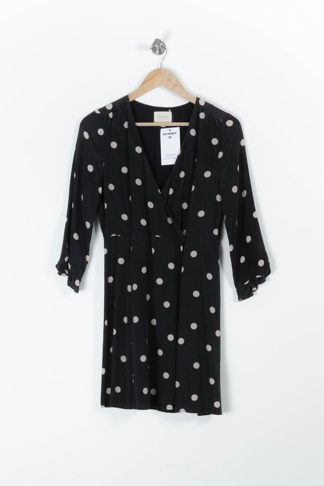 Robe Portefeuille Noire et Blanche - Taille S/36 de la marque Sézane | PARAD95513 - Vendu par Paradigme - Image 2
