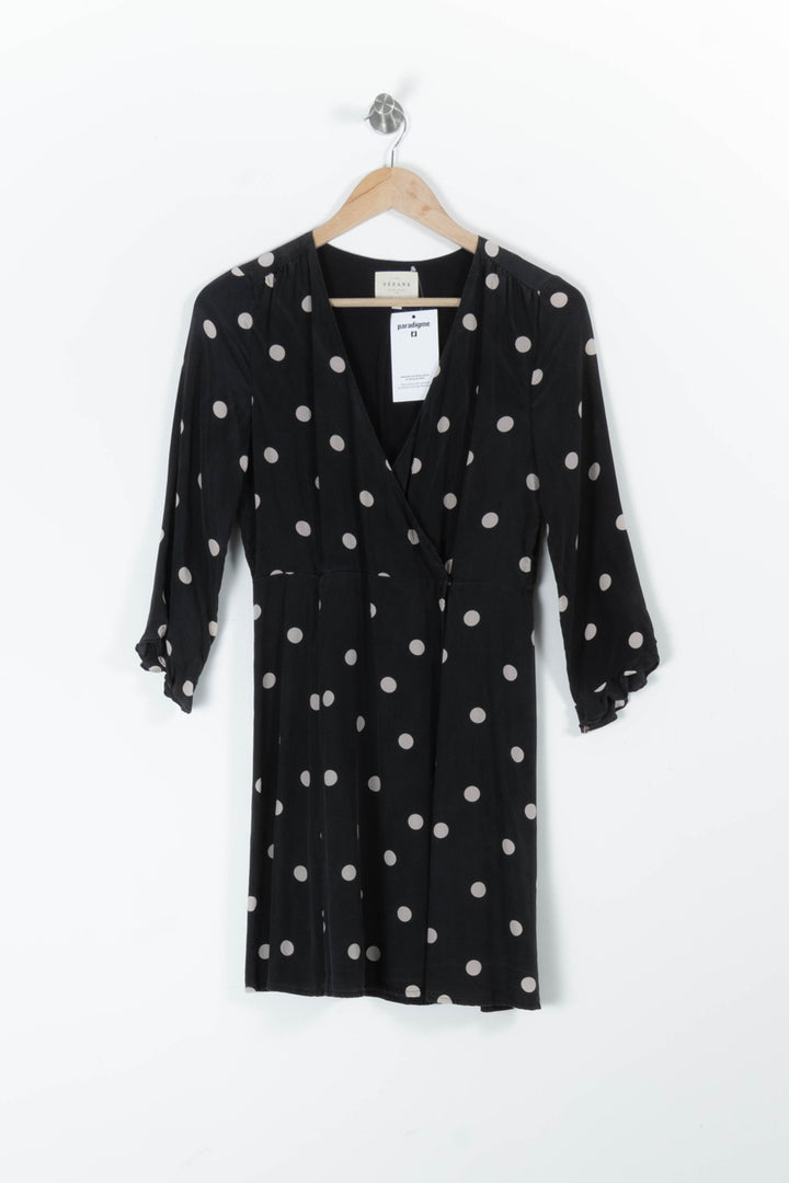 Robe Portefeuille Noire et Blanche - Taille S/36 de la marque Sézane | PARAD95513 - Vendu par Paradigme - Image 2