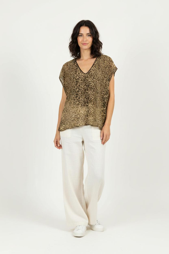 Blouse Léopard Marron - Taille M/38 de la marque ba&sh | PARAD95544 - Vendu par Paradigme - Image 1