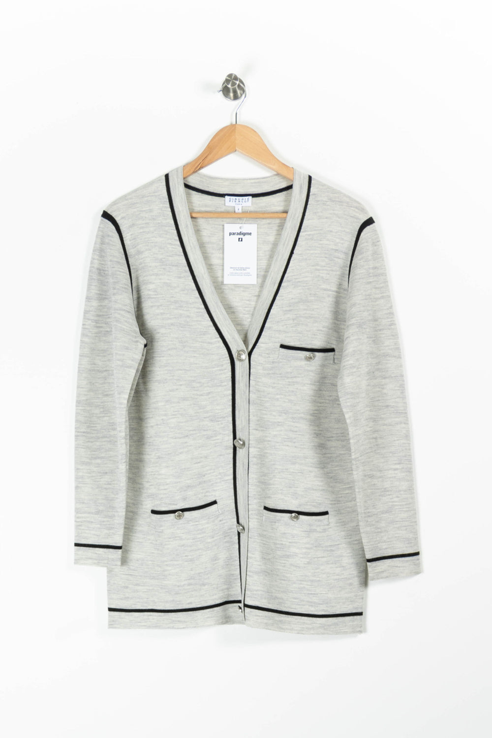 Cardigan Gris et Noir - Taille M/38 de la marque Claudie Pierlot | PARAD95556 - Vendu par Paradigme - Image 2