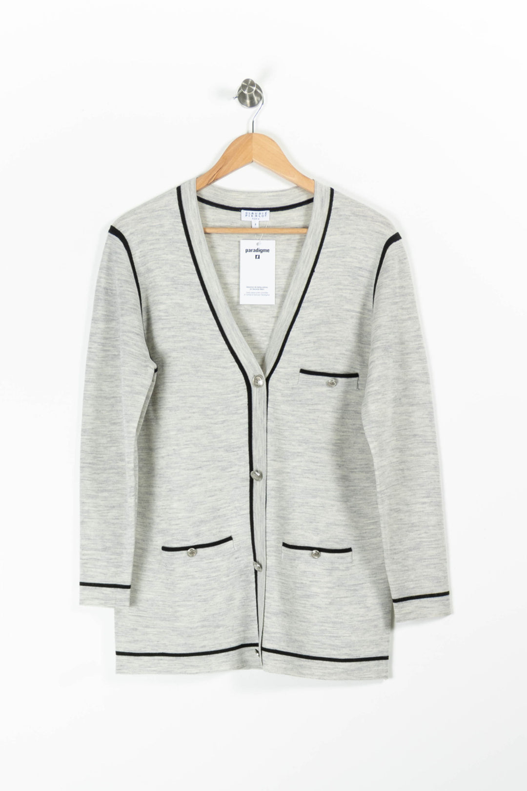 Cardigan Gris et Noir - Taille M/38 de la marque Claudie Pierlot | PARAD95556 - Vendu par Paradigme - Image 2