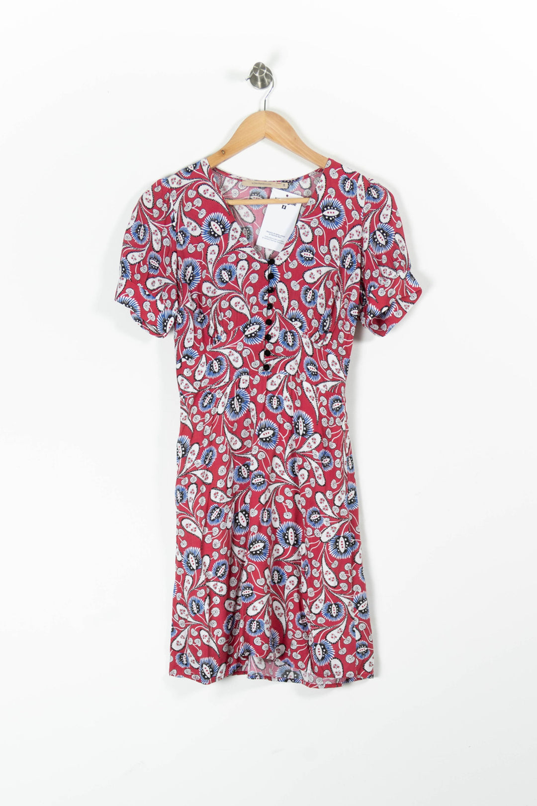 Robe Fleurie Rouge et Bleu - Taille XS/34 de la marque La Fée Maraboutée | PARAD95585 - Vendu par Paradigme - Image 2
