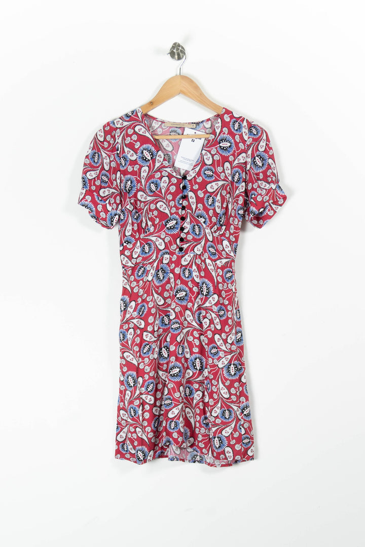 Robe Fleurie Rouge et Bleu - Taille XS/34 de la marque La Fée Maraboutée | PARAD95585 - Vendu par Paradigme - Image 2
