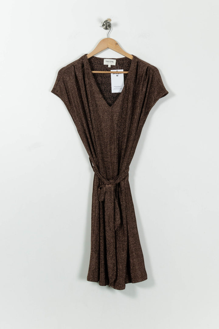 Robe Courte Marron - Taille M/38 de la marque Grace & Mila | PARAD95620 - Vendu par Paradigme - Image 2