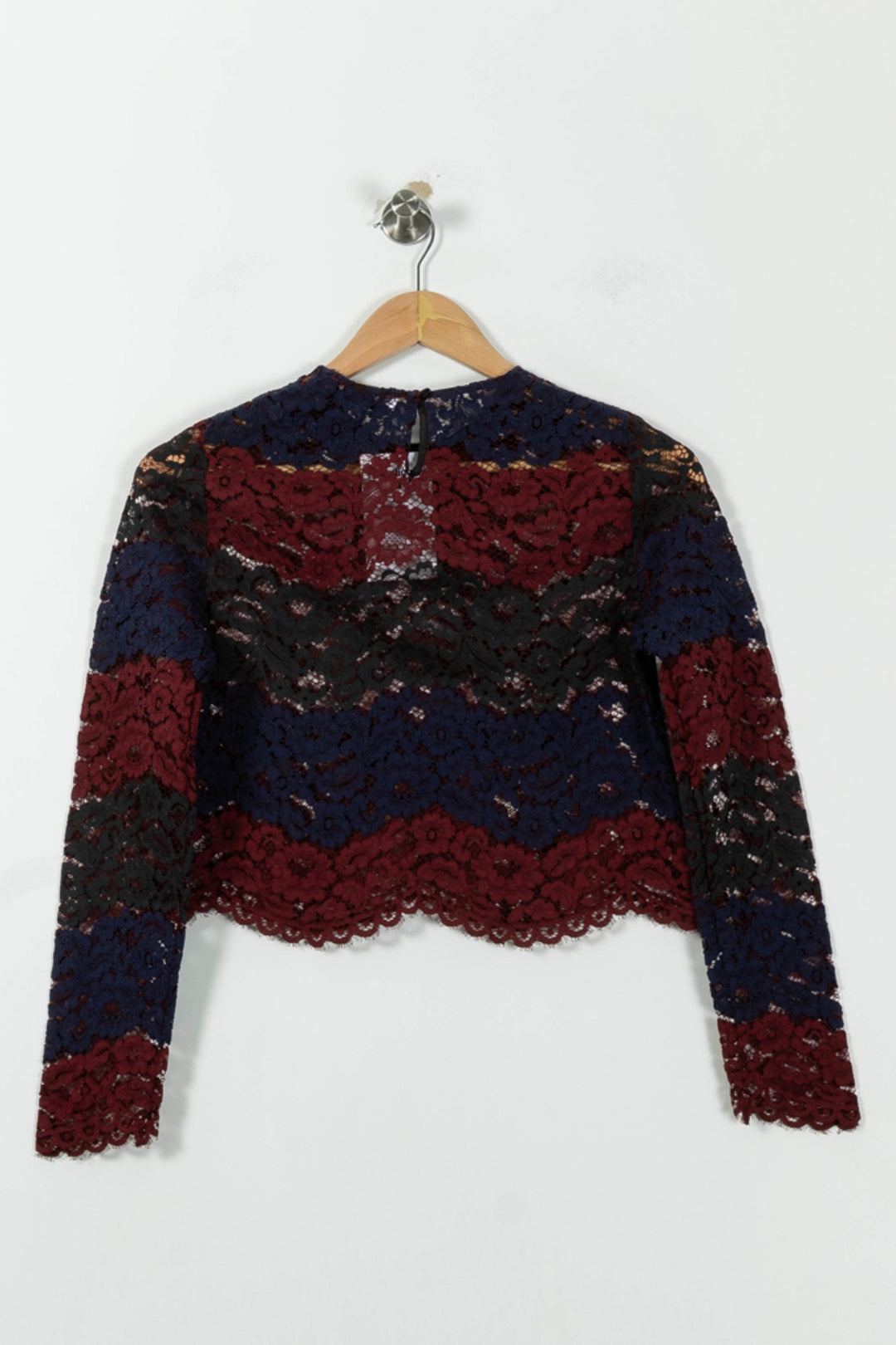 Blouse Dentelle Bordeaux et Bleu - Taille S/36 de la marque Sandro | PARAD95626 - Vendu par Paradigme - Image 4