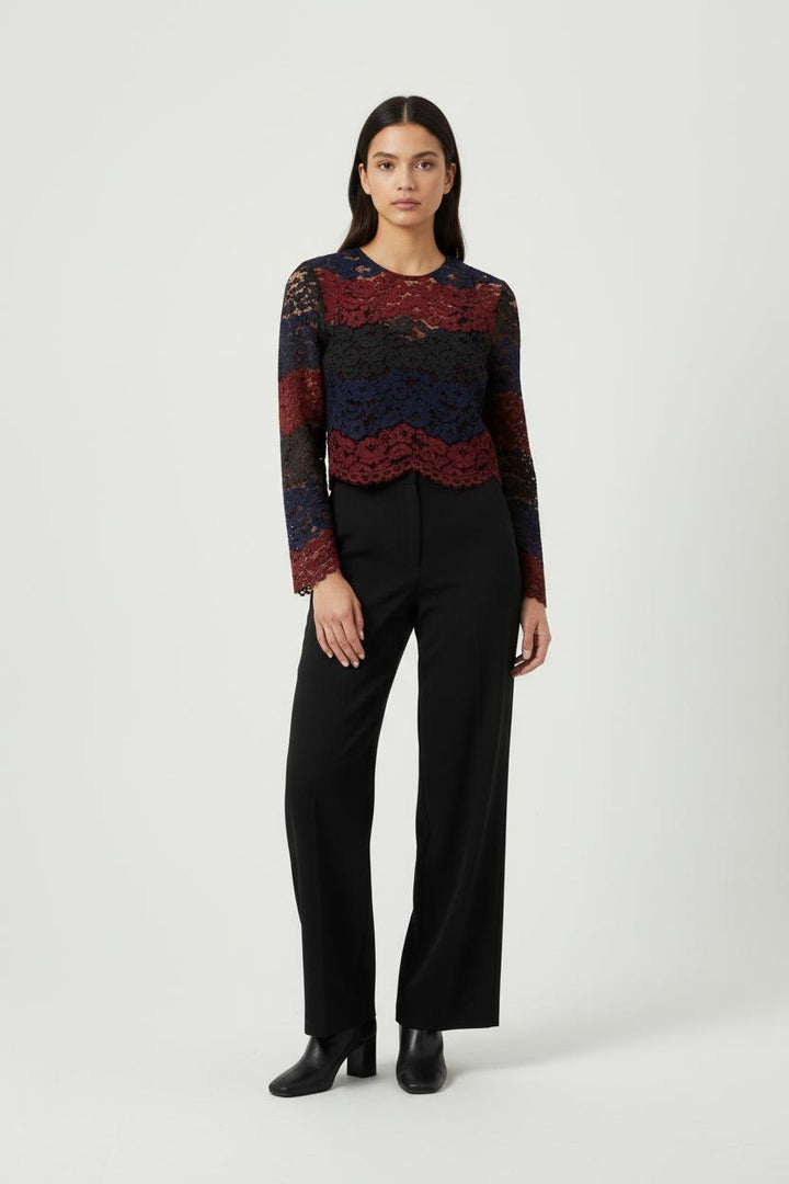 Blouse Dentelle Bordeaux et Bleu - Taille S/36 de la marque Sandro | PARAD95626 - Vendu par Paradigme - Image 1